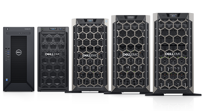 Five Dell EMC PowerEdge Tower Servers