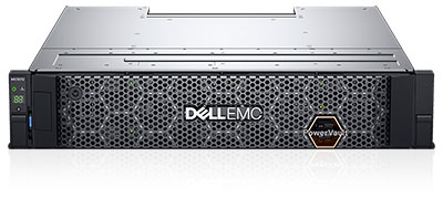 Front view of a Dell EMC PowerVault ME5024 storage device